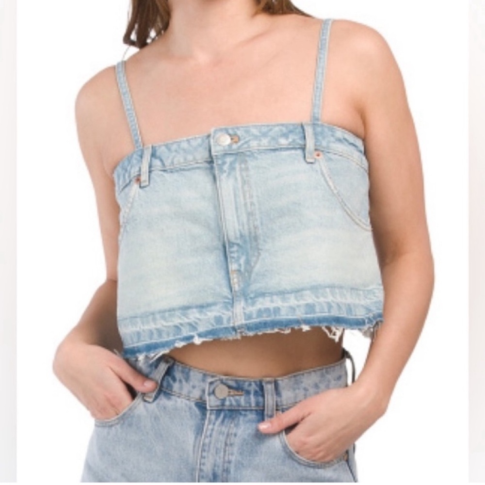 NWT ⚜️🩵⚜️ ZARA TRF DENIM SKIRT EFFECT CROP TOP